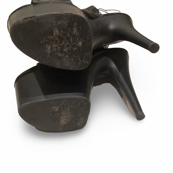 Thigh High Laceup Back Peep Toe Platform Boots - Picture 10 of 11